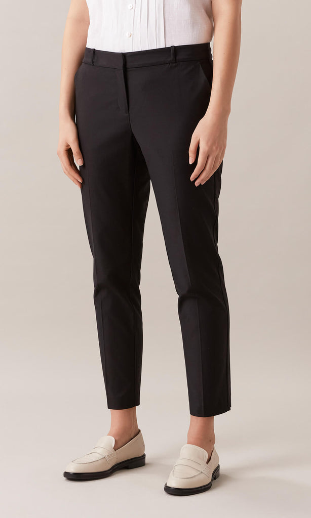 Smarty Pants women's cotton lycra ankle length black formal trouser